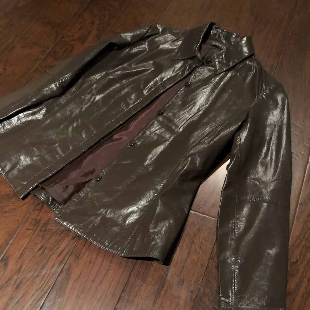 Copper Key dark chocolate brown leather jacket